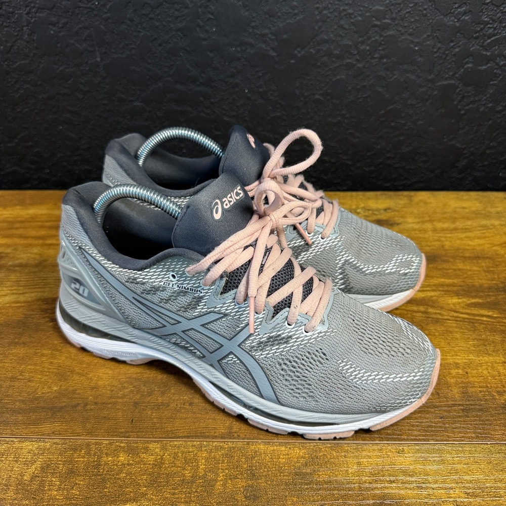 Asics Gel Nimbus 20 T850N Grey Pink Mesh Running Shoes Womens Size 9